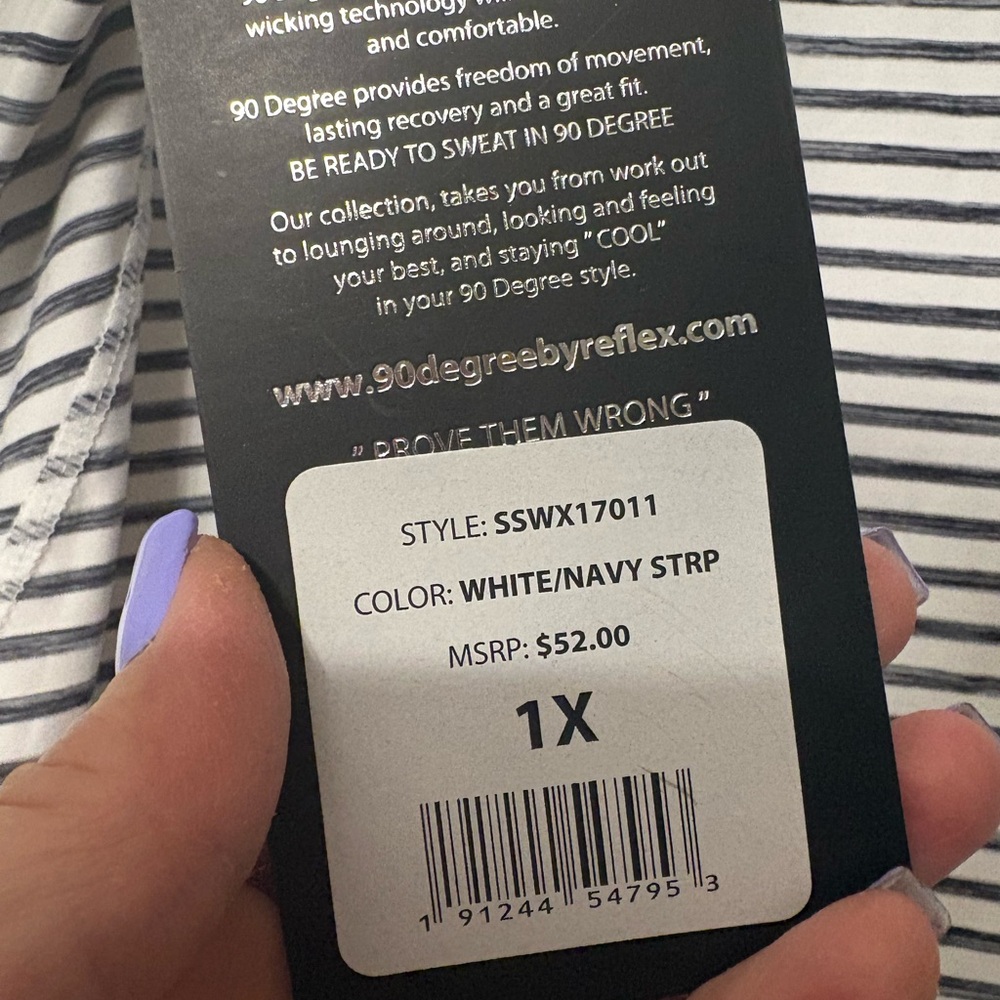 90 Degree By Reflex Women's Black and White Striped Tee - Picture 5 of 6